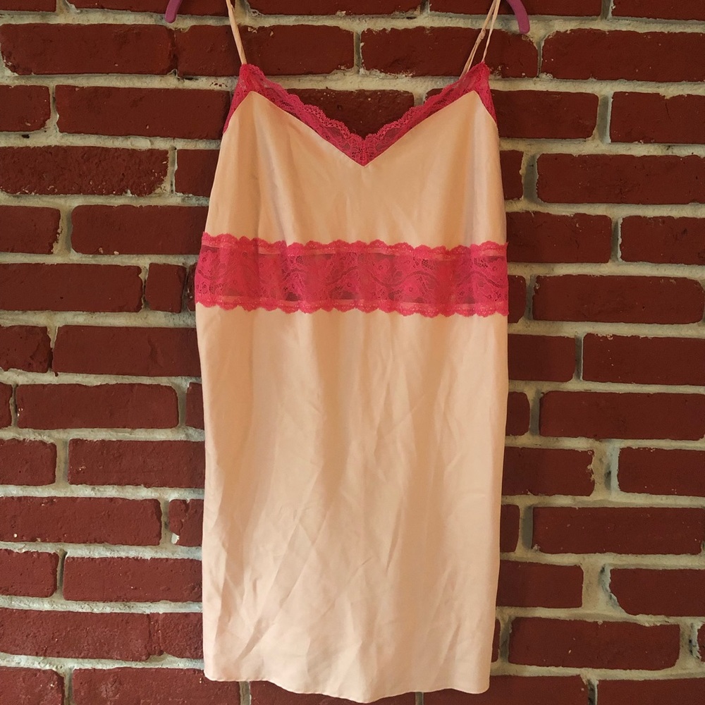 OYSHO pink lace slip dress